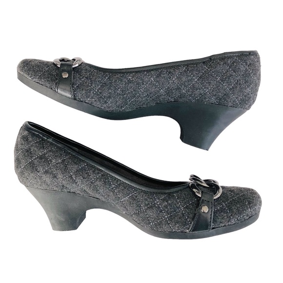 AEROSOLES Quilted Fabric Chain Decorated CHAPERONE Heels 7M - Picture 1 of 7